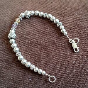 Beautiful sterling & crystal beaded bracelet, 7" long